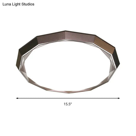 Flush Led Bedroom Ceiling Mount Light With Acrylic Frosted Diffuser - Brown 16’/19.5’ Dia