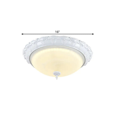 Flush Mount Led Dome Light In Cottage White With Frosted Glass 16/20.5 Width - Available Warm And