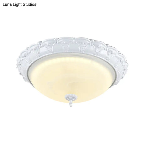 Flush Mount Led Dome Light In Cottage White With Frosted Glass 16’/20.5’ Width - Available Warm
