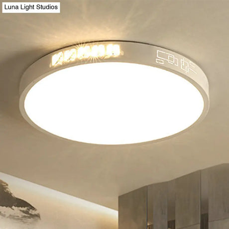 Flush Mounted Led Crystal Ceiling Light With Acrylic Shade - Rectangle/Round Options