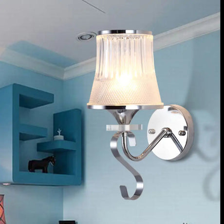 Frosted Glass Bell Wall Sconce - Modern Chrome Lighting For Bedroom / B