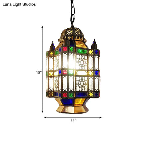 Frosted Glass Brass Chandelier Lantern - Art Deco Pendant Light (3 Heads) For Restaurants