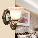 Frosted Glass Brown Wall Light - Rustic Bell Design Rural Sconce For Guest Room 1 /