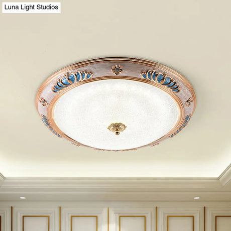 Frosted Glass Ceiling Lamp Fixture - Countryside Led Flush Lighting In Gold Warm/White Light