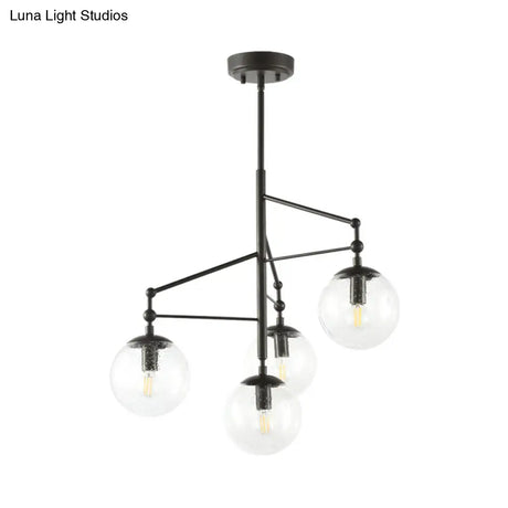 Frosted Glass Chandelier - Contemporary Black Hanging Light Fixture With 4 Lights By Globe
