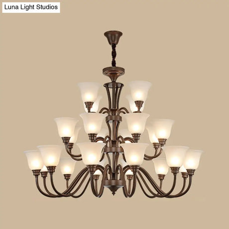 Frosted Glass Chandelier Light Retro Style Pendant Fixture For Living Room
