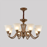 Frosted Glass Chandelier Light Retro Style Pendant Fixture For Living Room 8 / Bronze