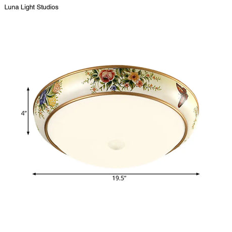 Frosted Glass Dome Led Flush Mount Ceiling Light - Korea Country Style (14’/19.5’ Diameter)