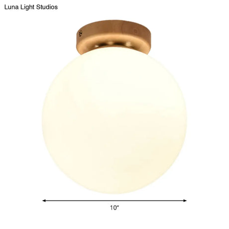 Frosted Glass Globe Ceiling Mount Light In White - Ideal For Modern Bathrooms