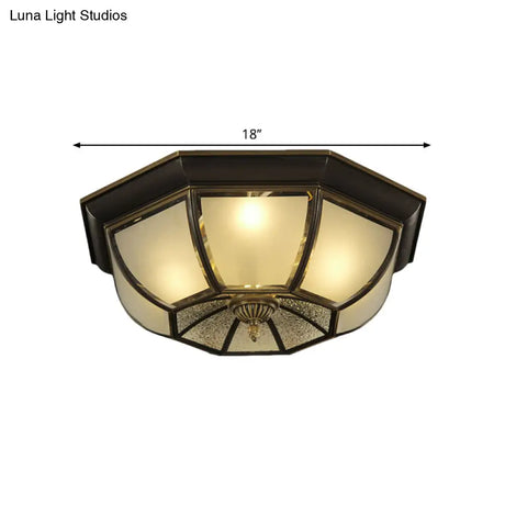 Frosted Glass Vintage Ceiling Fixture With 3/4 - Bulb Black Flush Mount 14’/18’ Width