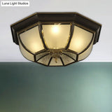 Frosted Glass Vintage Ceiling Fixture With 3/4 - Bulb Black Flush Mount 14’/18’ Width