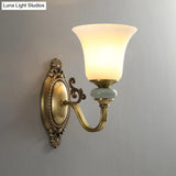 Frosted Glass Wall Lamp With Vintage Brass Finish For Bedside And Lighting