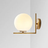 Frosted White Glass Ball Wall Light With Gold Arm - Minimalist 1 Head Lamp (Warm/White Light) /
