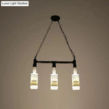 Frosted White Glass Island Lamp - Loft Style Black Wine Bottle Design Perfect For Restaurants