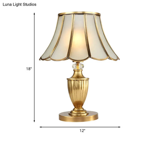 Gaia - Scalloped Night Lighting 1 Head Frosted Glass Nightstand Light In Gold