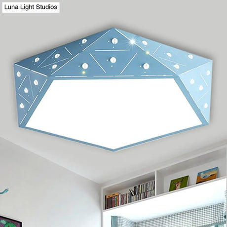 Geometric Acrylic Led Ceiling Light (16’/19.5’ Wide) - Macaron Collection Pink/Blue/Yellow Options