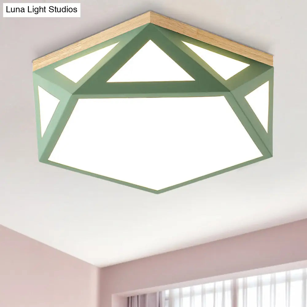 Geometric Acrylic Led Flush Light With Multiple Sizes And Color Options For Bedroom Ceiling -