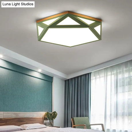 Geometric Acrylic Led Flush Light With Multiple Sizes And Color Options For Bedroom Ceiling -