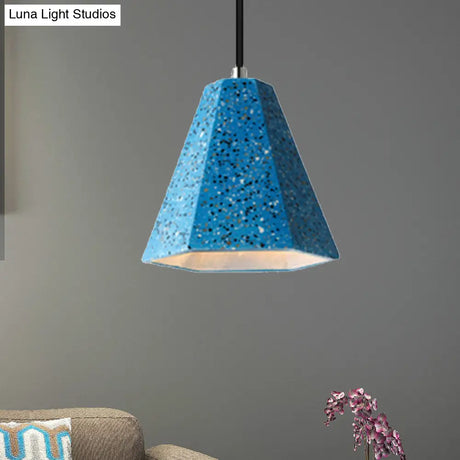 Geometric Cement Pendant Light - 1 Simplicity Hanging (Black/White/Yellow)