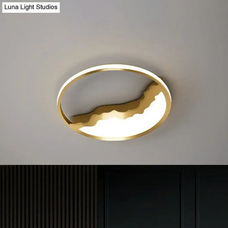 Geometric Flush Mount Light - Modern Acrylic Led Brass Flushmount 12.5’/16.5’/20.5’ Width