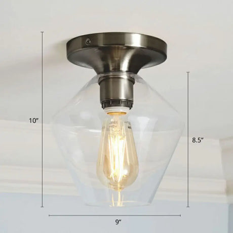 Geometric Glass Flushmount Light - Sleek And Simple Ceiling Fixture For Balcony More Black / C