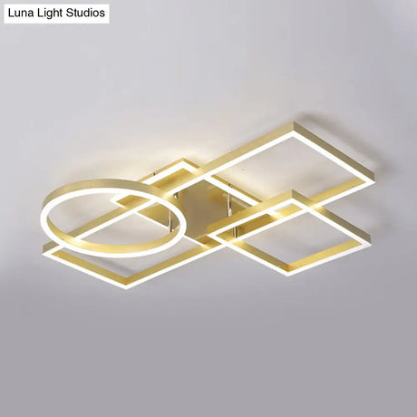 Geometric Led Ceiling Lamp In Golden/Coffee - Warm/White Light 20.5’/34’ L