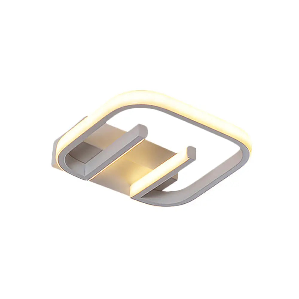 Geometric Led Ceiling Light In Nordic White/Black/Gold With Metallic Finish - Perfect For Hallways