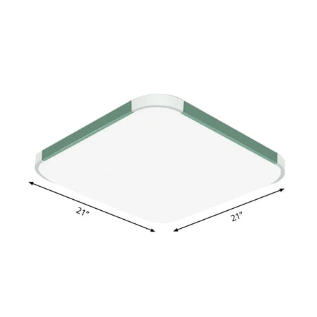 Geometric Led Flush Mount Lamp In Macaron Colors - 12/15/17 Wide