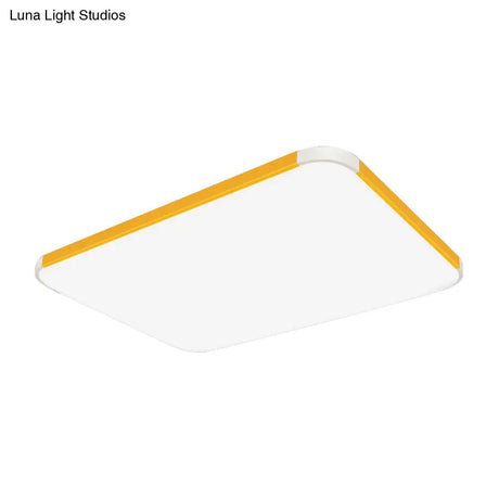 Geometric Led Flush Mount Lamp In Macaron Colors - 12’/15’/17’ Wide