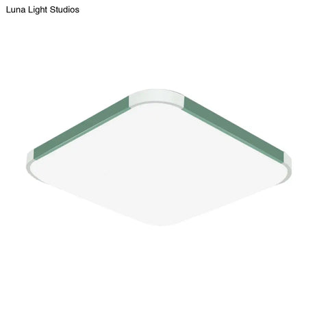 Geometric Led Flush Mount Lamp In Macaron Colors - 12’/15’/17’ Wide