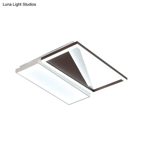Geometric Led Flush Mount Light Black And White Acrylic Modern Design 18’/21.5