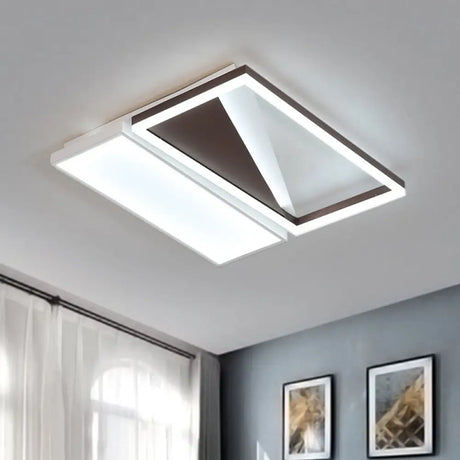 Geometric Led Flush Mount Light Black And White Acrylic Modern Design 18’/21.5 Black - White / 18’