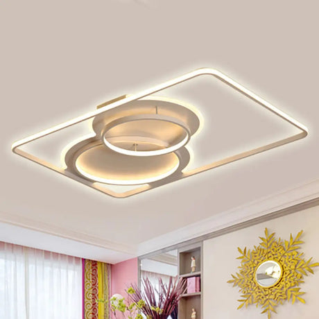 Geometric Metal Ceiling Mounted Led Flush Lamp Modern Lighting (White/Warm) - 35.5’/39’ Wide
