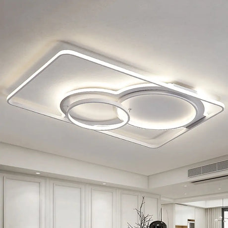 Geometric Metal Ceiling Mounted Led Flush Lamp Modern Lighting (White/Warm) - 35.5’/39’ Wide