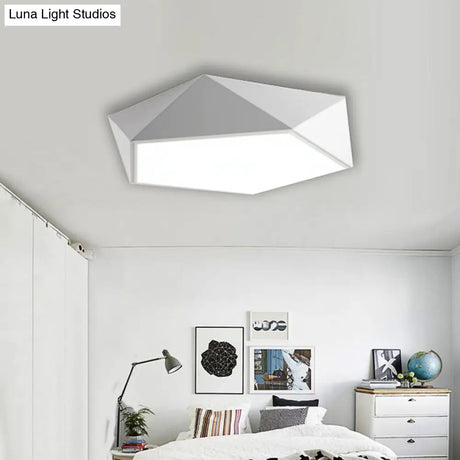 Geometric Metal Flush Mount Lighting With Led - White/Black 16.5’/20.5’/24.5’ Wide