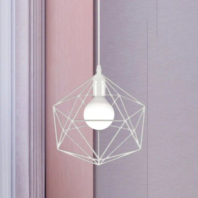 Industrial Geometric Metal Pendant Light - 1 Black/White 7/8.5/11 W For Living Room