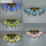 Geometric Stained Glass Flushmount Light - Vintage Style 3 Colors Perfect For Bedrooms