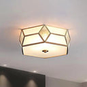 Geometrical Flush Mount Traditional White Glass Chandelier - Wide Options 2/3 Bulbs / 13’