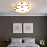 Geometrical Flush Mount Traditional White Glass Chandelier - Wide Options 2/3 Bulbs