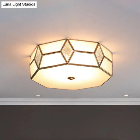 Geometrical Flush Mount Traditional White Glass Chandelier - Wide Options 2/3 Bulbs