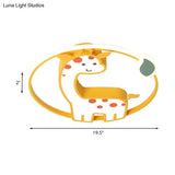 Giraffe Kids Ceiling Light Fixture - Iron Frame Led Yellow Flush Mount For Children’s Bedroom