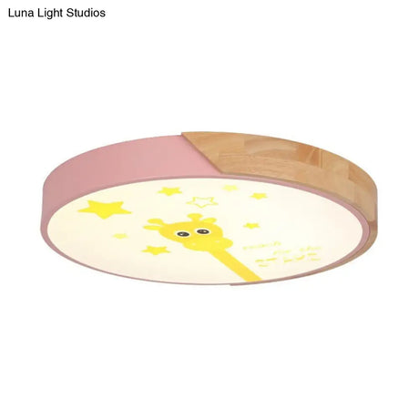 Giraffe Themed Acrylic Flush Ceiling Light For Kids Bedroom Pink / 12 A