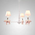 Girls Bedroom Carousel Chandelier - Pink Hanging Light With Fabric Shade 3 /