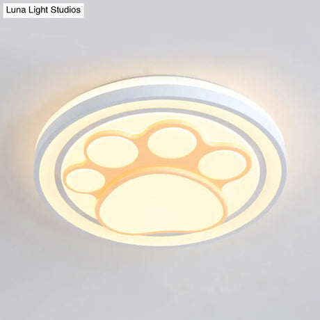 Girls Pink Cartoon Led Ceiling Lamp With Cute Pattern Acrylic Flush Mount Light