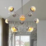 Globe Dining Room Semi Flush Mount Light With White/Clear/Smoke Grey Glass - 9/12/15 Lights