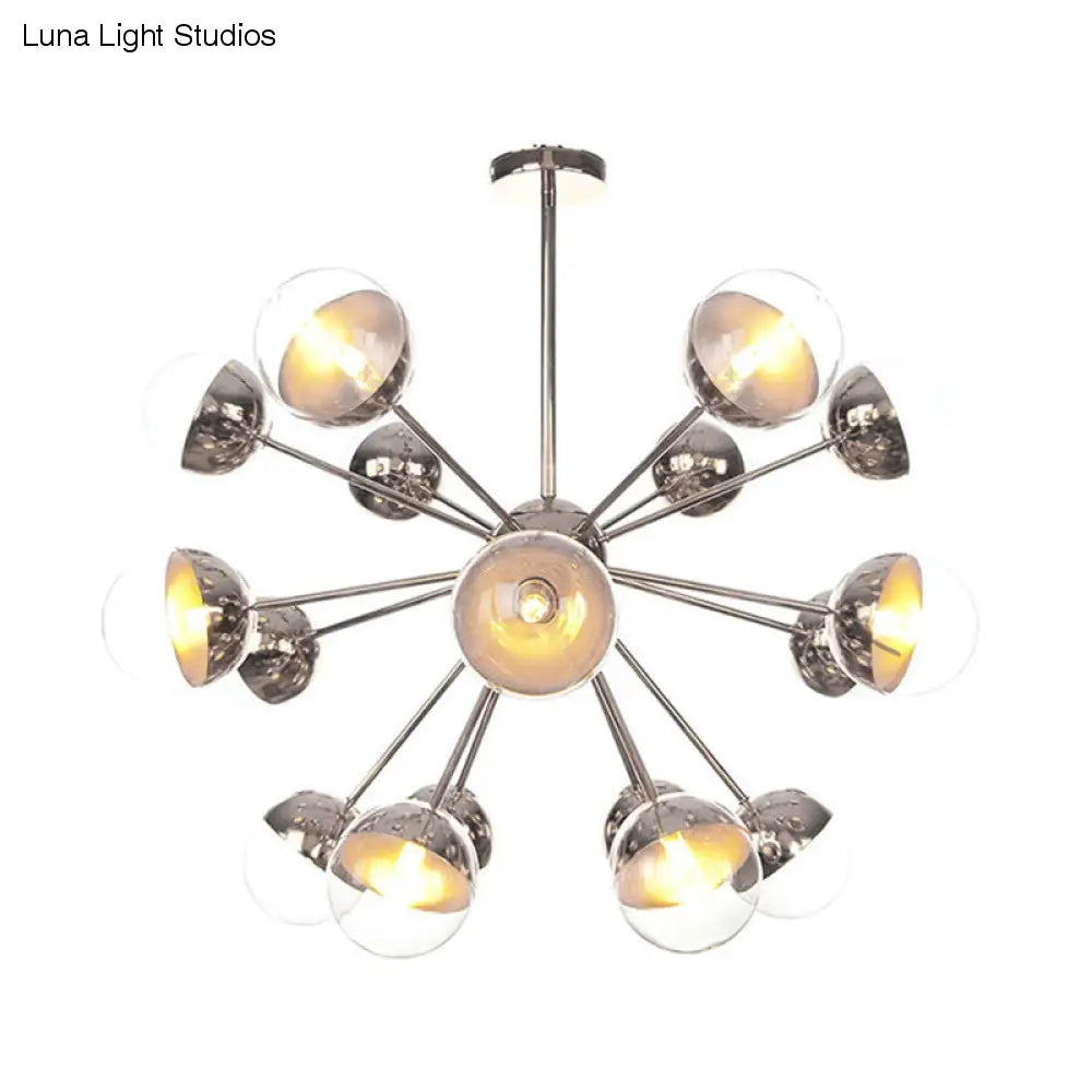 Globe Dining Room Semi Flush Mount Light With White/Clear/Smoke Grey Glass - 9/12/15 Lights