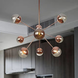 Globe Dining Room Semi Flush Mount Light With White/Clear/Smoke Grey Glass - 9/12/15 Lights