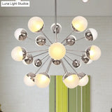 Globe Dining Room Semi Flush Mount Light With White/Clear/Smoke Grey Glass - 9/12/15 Lights