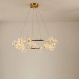 Globe Living Room Led Chandelier Light - Contemporary Clear Glass With Gold Halo Ring 20 / Natural