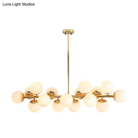 Gold Contemporary Chandelier Cream Glass Pendant Light Fixture For Dining Room